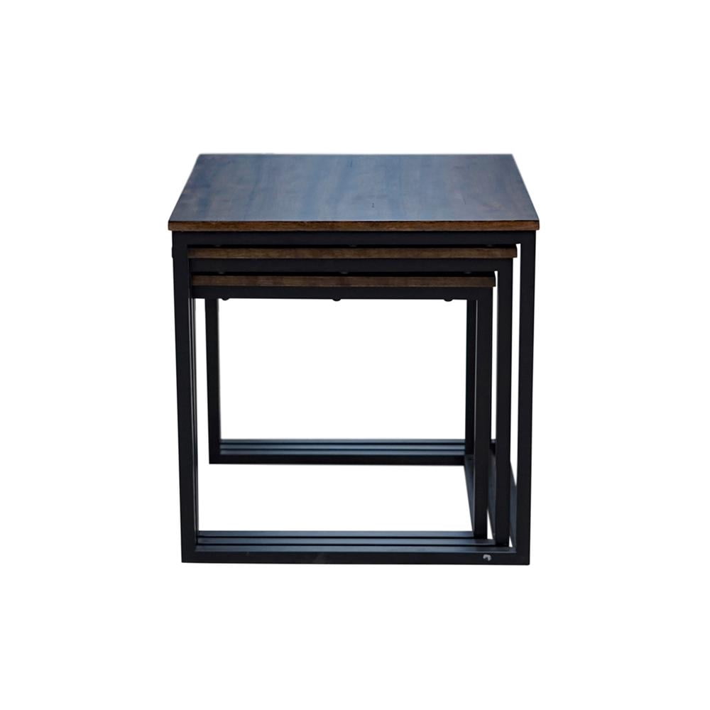 Alaterre Arcadia Acacia Wood 24" Square Nesting End Tables, Antiqued Mocha