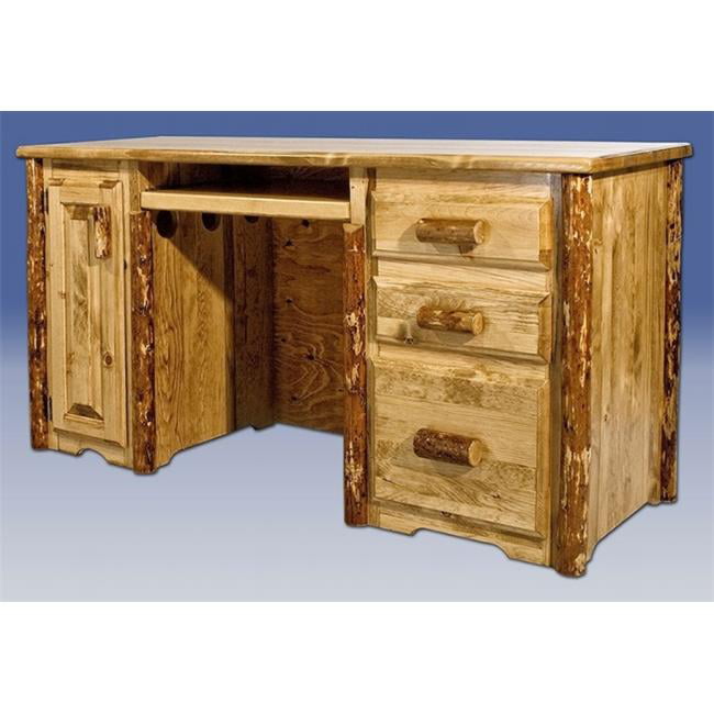 Montana Woodworks MWGCDP Glacier Country Computer Desk with 3 Drawers and Tower Slideout