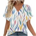 thumbnail image 2 of Aimik Women's Casual Random Print Short Sleeve V-Neck T-Shirt Summer Fashionable and Comfortable Loose Womens Tops, 2 of 6