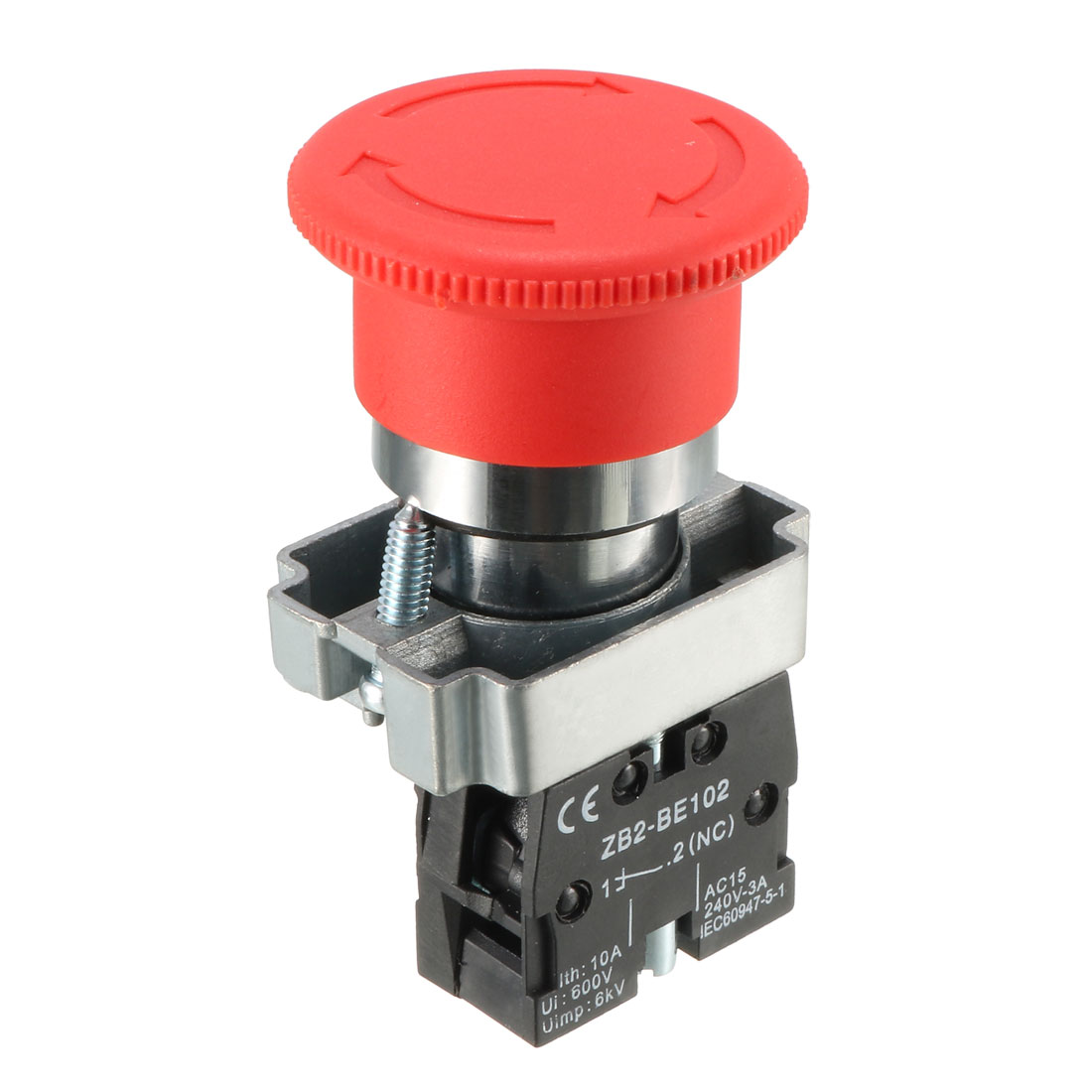 Bouton D'arrêt D'urgence AR30V2R-02R - 2 Contacts Normalement Fermés (2NC) - Pour Machines Industrielles, Automates, Panneaux De Contrôle