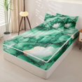 thumbnail image 2 of Homewish Turquoise Marble Zipper Full Size Comforter Sets with Fitted Sheet and 2 Pillowcases,Gold Metallic Zipper Bedding Set,Light gray Reversible,4 Pieces, 2 of 7