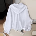 thumbnail image 4 of Xdegoge Long Sleeve Shirts for Women Button Down Sun Protection Drawstring Fashion Hoodie with Pockets Casual Basic Tops for Spring Fall Vacation, 4 of 6