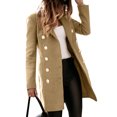 thumbnail image 4 of Outfmvch Jackets for Women Wool Thin Coat Trench Jacket Ladies Slim Long Overcoat Outwear Womens Tops Cardigan for Women Black, 4 of 9