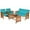 Blue, variant on Costway 4PCS Patio Solid Wood Furniture Set Conversation Coffee Table W/Black Cushion