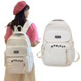 thumbnail image 2 of Trendy Contrast Color Spliced Student Daypack with Adjustable Straps for School and Casual Use Nylon Backpack Book Bag black purple, 2 of 4
