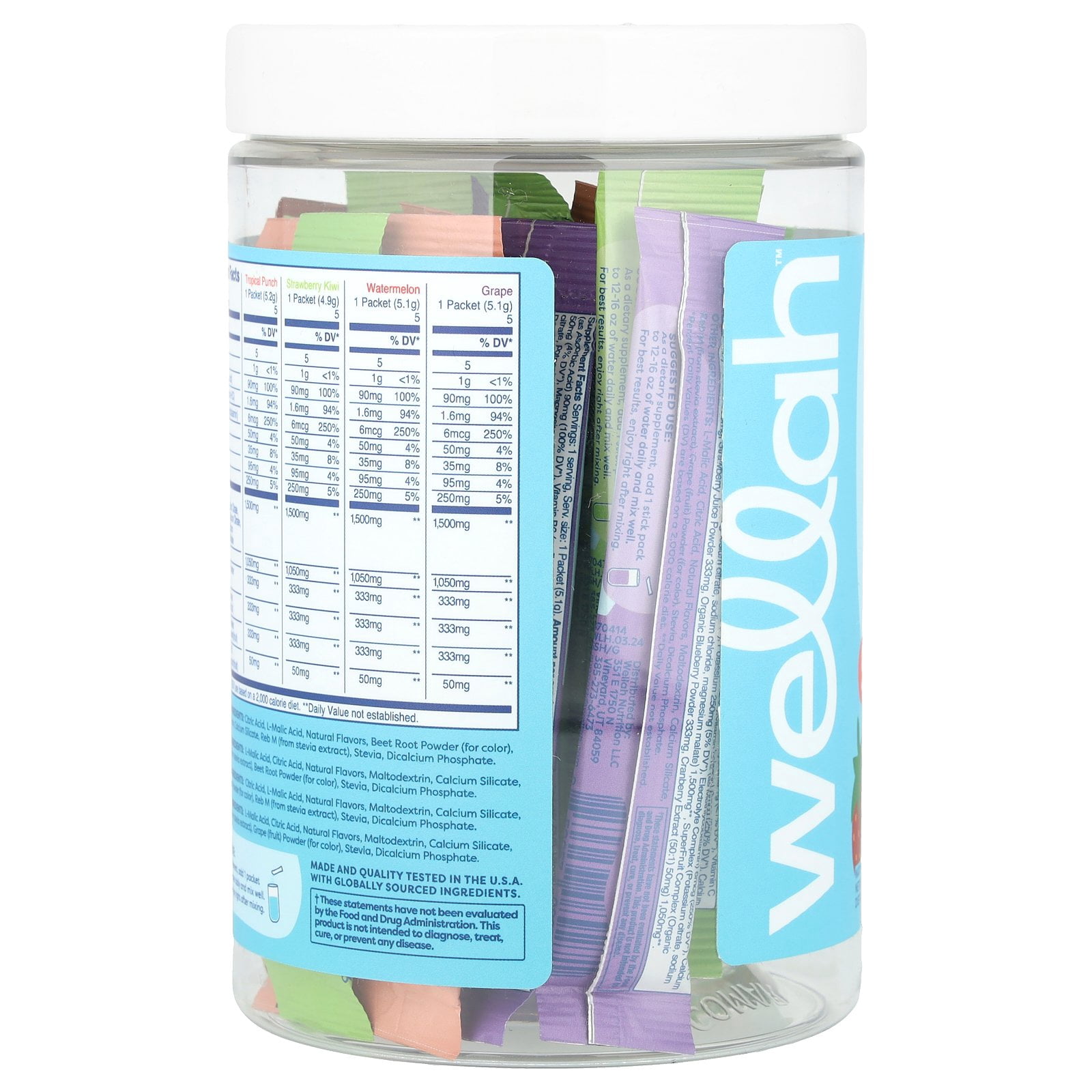 Wellah Splish Splash Hydration, Variety, 20 Stick Packs, 0.2 oz (4.9 - 5.2 g) Each