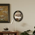 thumbnail image 3 of Simon's Shop Black Mirror 10.5''x12.5''Resin Oval Wall Mirror with Floral Carvings for Home Decor, 3 of 4