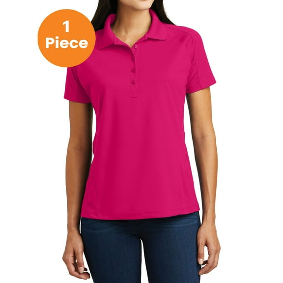 Sport-Tek L474 Ladies Dri-Mesh Pro Polo Shirt, Pink Raspberry, XL, Womens Polo Shirts