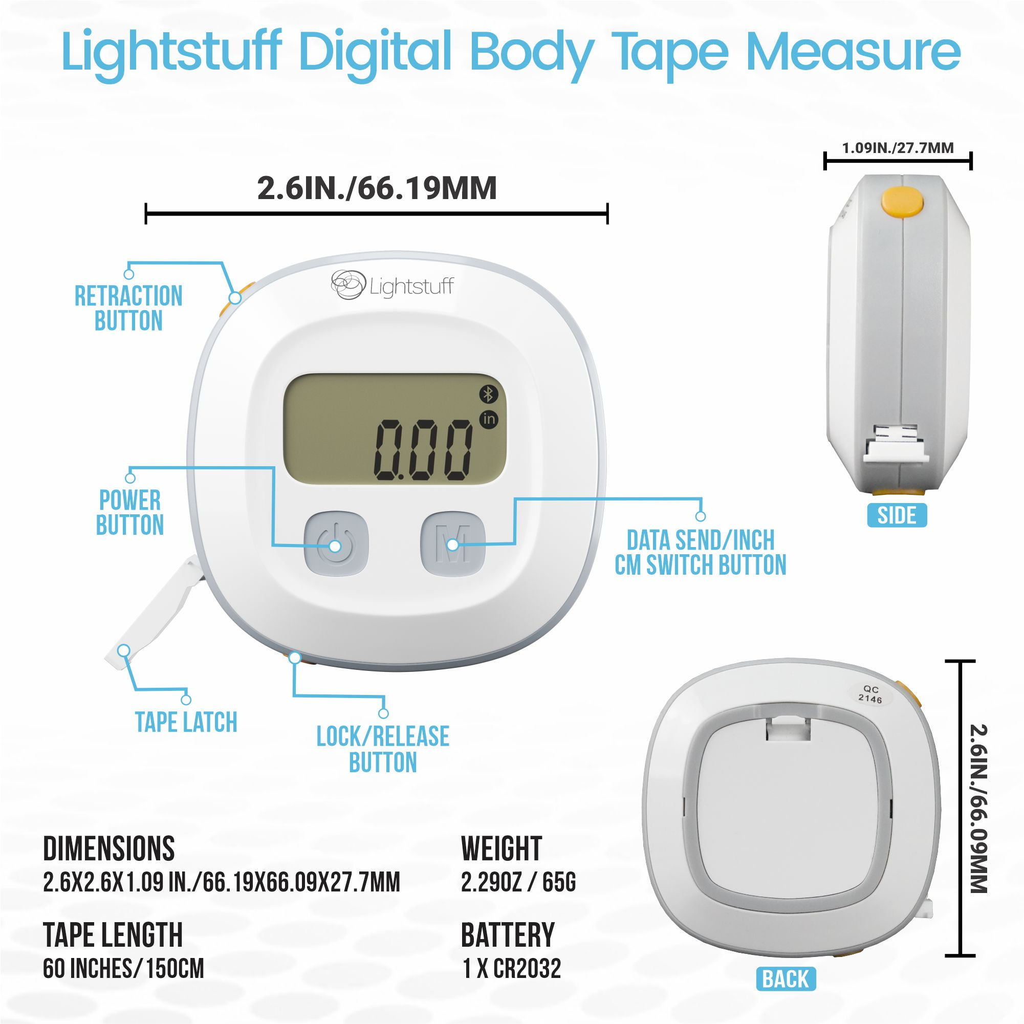 Measuring Tape for Body, Purenext Smart Body Tape Measure with LED
