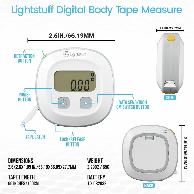 Lightstuff Digital Body Tape Measure - Smart Body Measuring Tape with Phone  App - Durable and Easy Bluetooth Body Measurement Tape - Propel Your  Success by Visually Tracking Muscle Gains, Fat Losses 