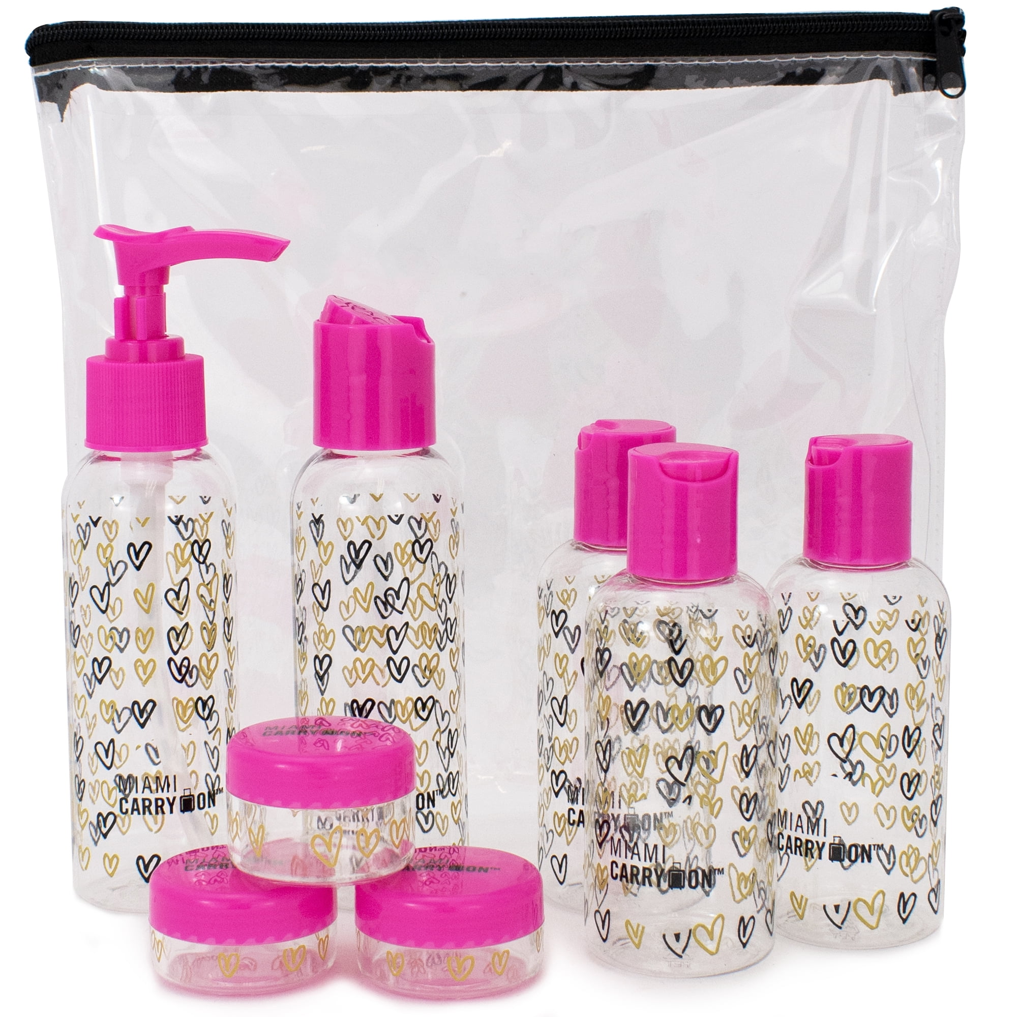 Miami CarryOn 9 Piece TSA Approved, Alcohol Friendly Bottle Set