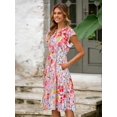 thumbnail image 3 of Vestido de verano casual a media pierna con cuello en V y estampado floral Glamaker, 3 of 4