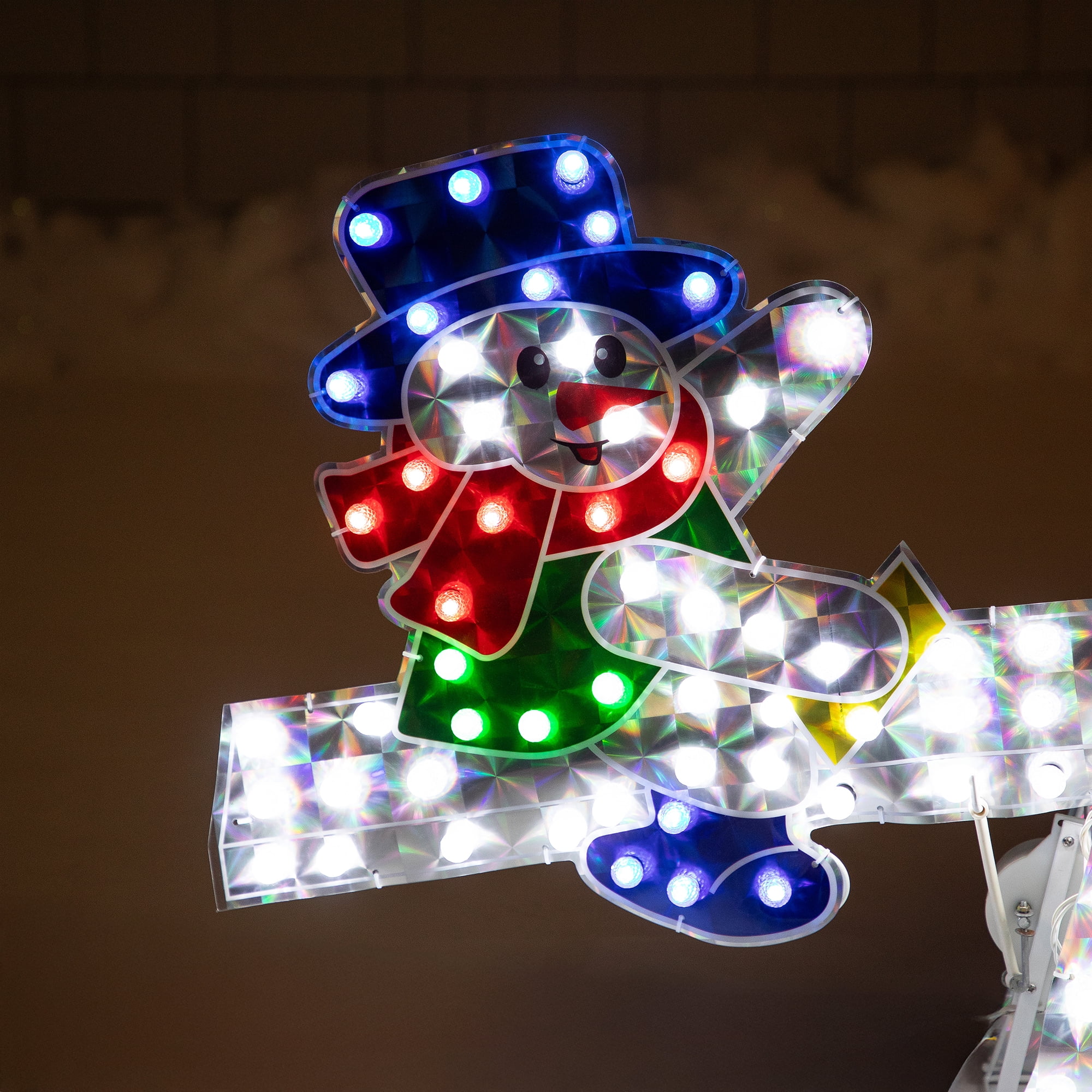 Northlight Lighted Holographic Snowmen on See Saw Outdoor Christmas Decoration - 46" - Multicolor