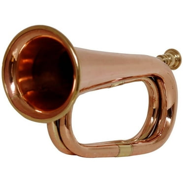 SHREYAS Bugle Copper Brass Plain Antique Regulationary Best Gift with Mouthpiece