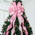 thumbnail image 3 of Christmas Tree Topper Christmas Wreath Bow, 52 * 13 inches Large Tree Toppers Bow with Snowflake Patterned for Xmas Tree Décor Christmas Home Indoor Outdoor Decoration Pink, 3 of 6