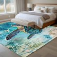 thumbnail image 4 of Turquoise Turtle Area Rug 5x8 FT, Non Slip Bedroom Throw Carpet, Farmhouse Coastal Starfish Seaweeds Washable Soft Floor Carpet Non-Shedding Rug for Living Room Nursery Dorm Office, 4 of 9
