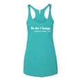 thumbnail image 2 of Inspirational Quote Be the Change by Mahatma Gandhi 1913 Tri-Blend Racerback Tank Top, Tahiti Blue, Large, 2 of 3