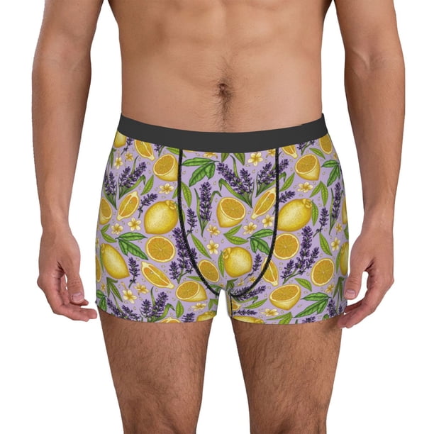 Balery Lavender Flowers Calzoncillos bóxer para hombre, ropa interior de algodón suave y transpirable con cinturilla de nailon-X-Large