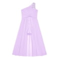 thumbnail image 2 of YUUMIN Ruched Chiffon One Shoulder Flower Girls Dress for Wedding Bridesmaid Long Party Jumpsuit Lavender 6, 2 of 4