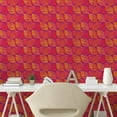 thumbnail image 2 of Ambesonne Leaf Peel & Stick Wallpaper for Home, Striped Leaves Modern Style, 13"x72", Dark Magenta and Multicolor, 2 of 5