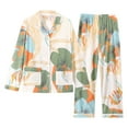 thumbnail image 4 of Yuanlong Womens Pajama Set 2Pcs Long Sleeve Collared Shirt & Pants Large Floral Printed Nightwear Spring Summer Elegant Soft Homewear, 4 of 4
