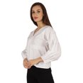 thumbnail image 3 of Bimba Balloon Sleeve Top Button-Down Shirt Summer Loose Fit Pleated Blouse For Women's, 3 of 7