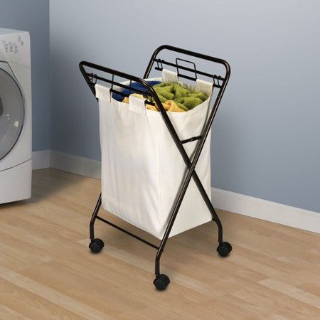 Household Essentials Hamper w/ Lift Out Natural Bag And Casters ...