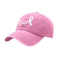 thumbnail image 3 of Uobin Cancer Pink Ribbon Caps for Women Cancer Awareness Baseball Caps Washed Adjustable Vintage Hats, 3 of 3