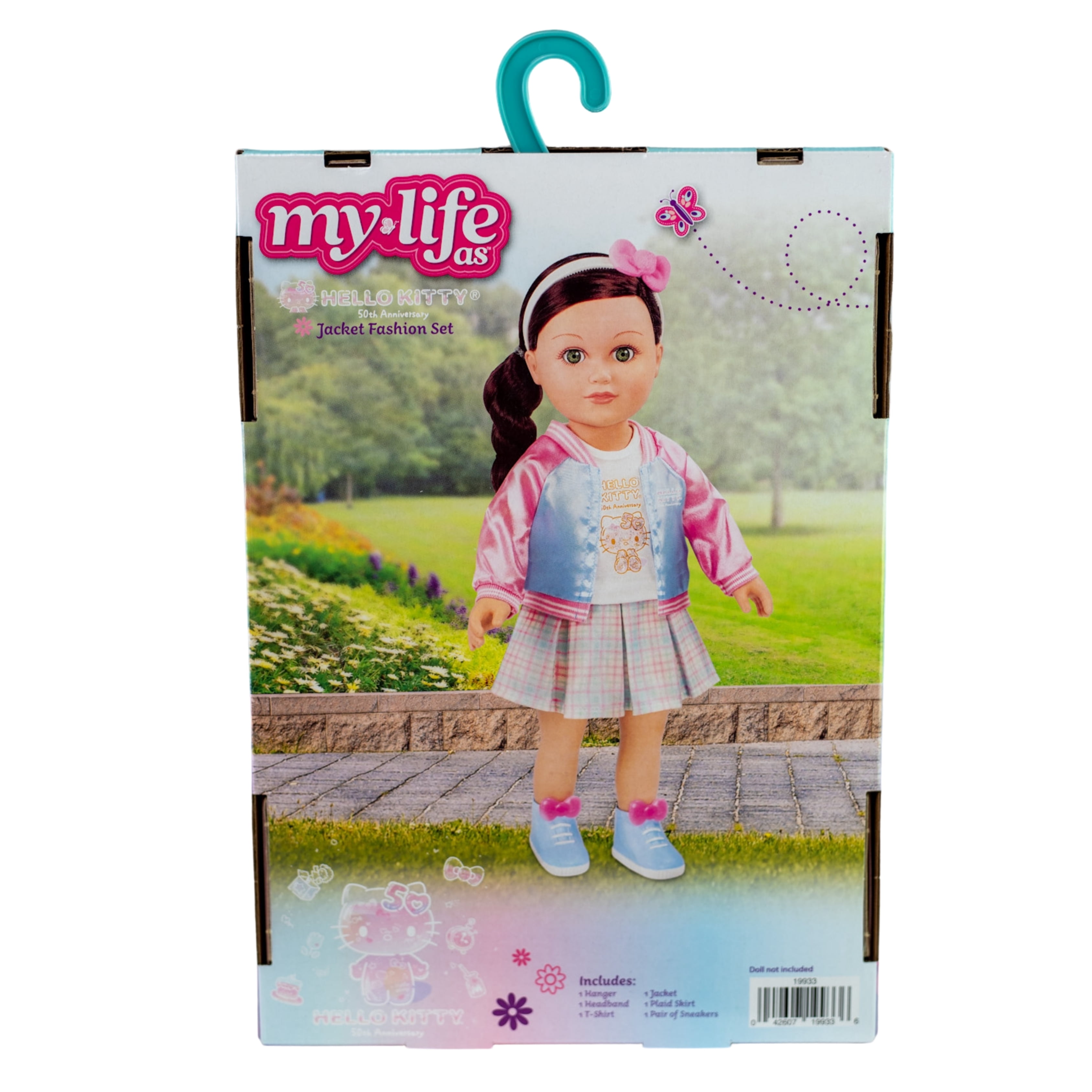 My Life As Hello Kitty Jacket Fashion Set for 18" Dolls, 50th Anniversary, 6 Pieces, Pink and Blue Multicolor