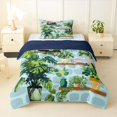 thumbnail image 2 of jejeloiu Green Monstera Leaf Cactus Twin Comforter Sets Kids,Cute Kitten Print Bedding Set For Girls,Reversible,2-Piece, 2 of 8