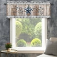 thumbnail image 4 of Texas Star Rustic Farmhouse Short Window Curtain Valances, Country Blue Berry Brown Wooden Plank Rod Pocket Kitchen Valances for Living Room Bedroom Bathroom Cafe 54" x 18", 4 of 8