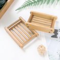 thumbnail image 3 of Bamboo Wooden Soap Dish Drainer Shower Soap Storage Holder Soap Tray for Bathroom Shower Vanities Kitchen Sink New, 3 of 7