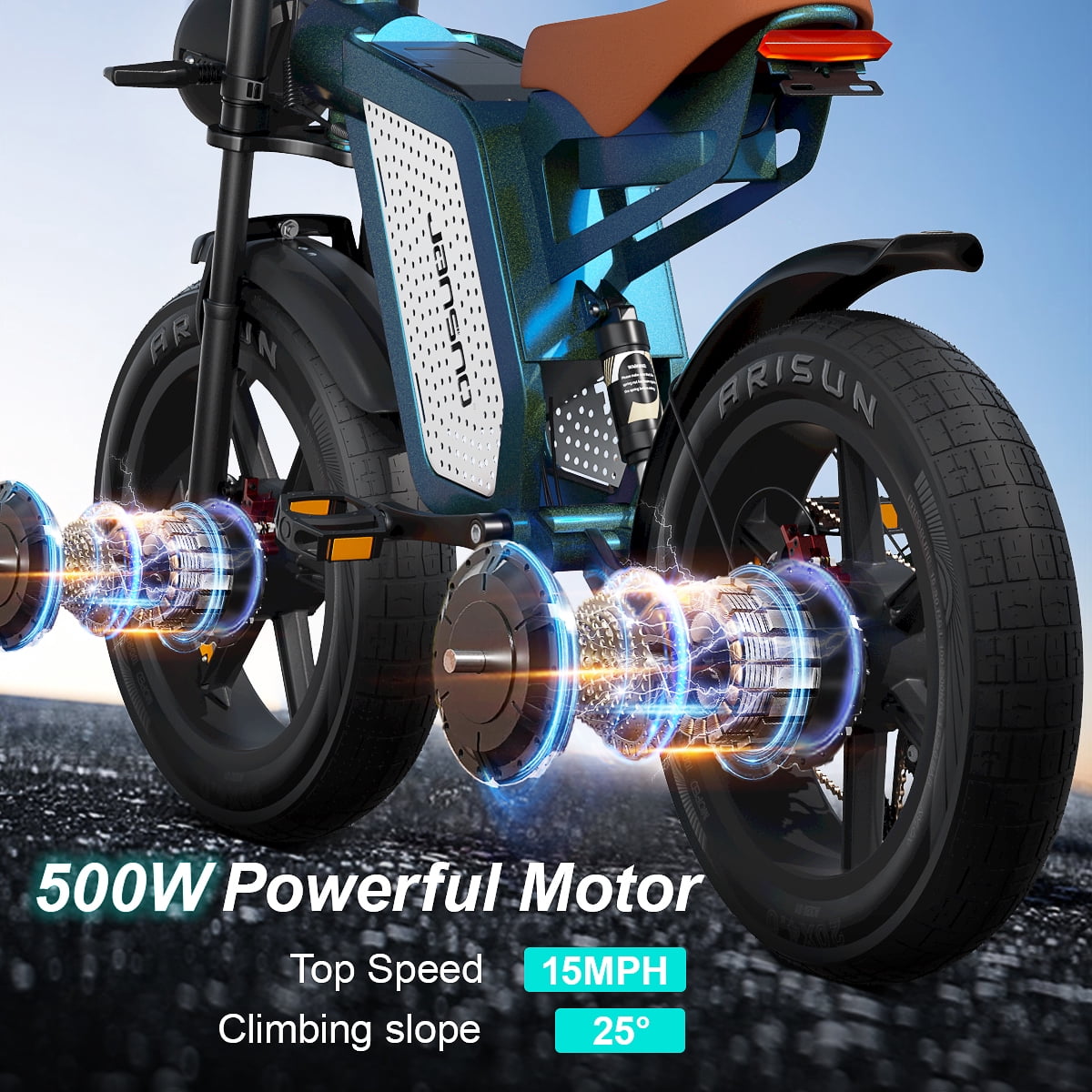JANSNO X60 Electric Bike – 1500W Dual Motor, 48V 23Ah Battery, 20" Fat Tires, 7-Speed, Up to 80 Miles Range – Adult E-Bike