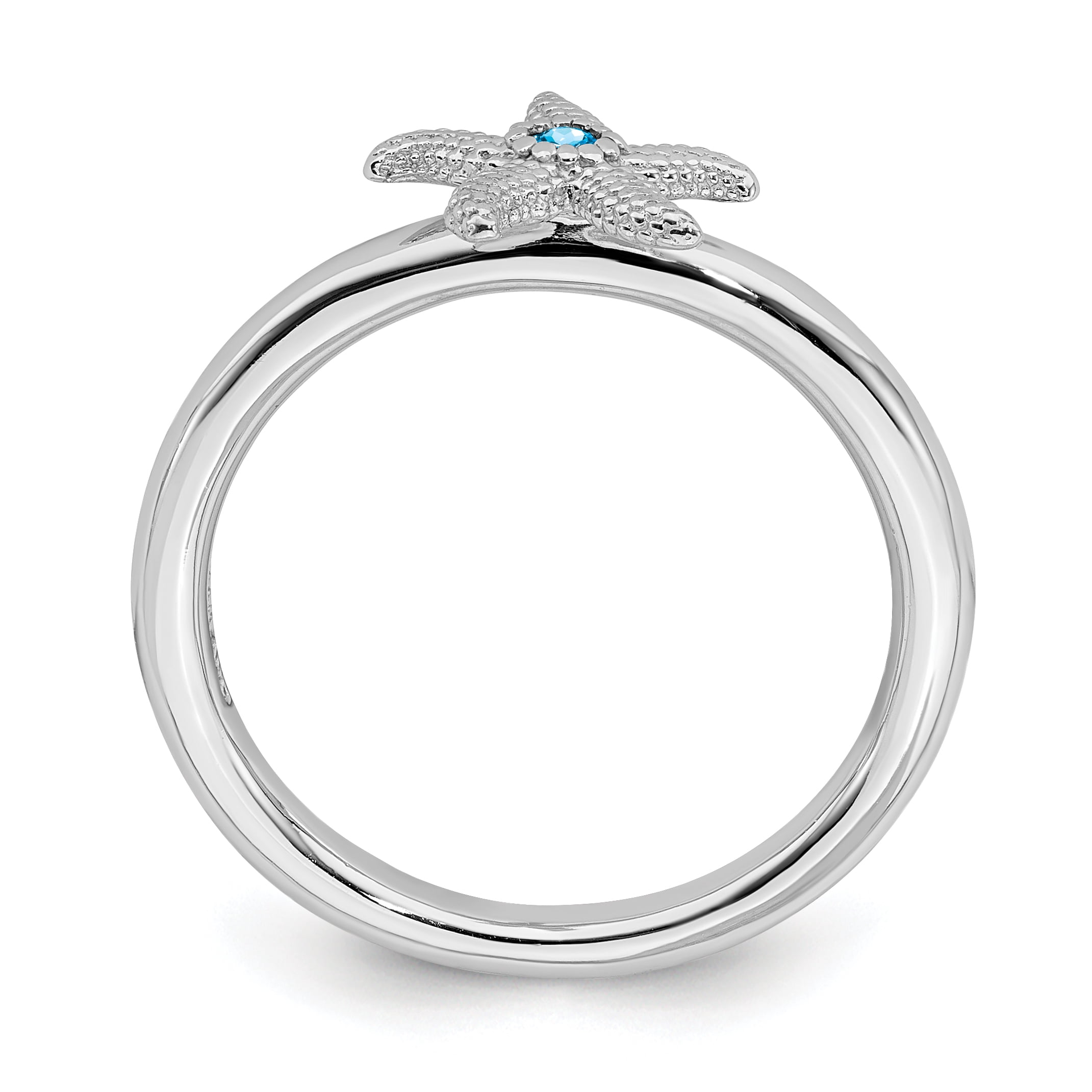 Blue Topaz Sterling Silver Starfish Ring