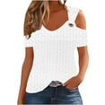 thumbnail image 2 of LADIGASU Women's Solided V-neck Short Sleeved Loose Top, 2 of 7