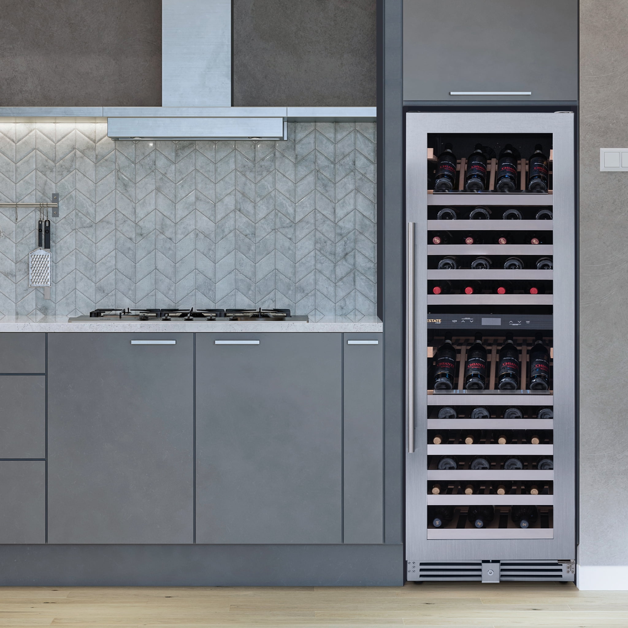 Newair ESTATE Wine Fridge Dual Zone 160 Bottle Capacity in Seamless Stainless Steel