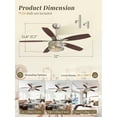thumbnail image 2 of 48 Inch Farmhouse Ceiling Fan with Light and Remote Control, Quiet 6-Speed Reversible DC Motor, 5 Reversible Dual-Finish Blades, Redwood Nickel, for Indoor Use, 2 of 6