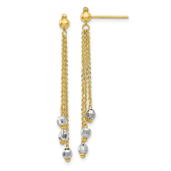 Primal Gold 14 Karat Two-tone Cable Chain Faceted Bead Earrings