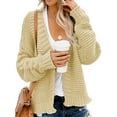 thumbnail image 1 of Frontwalk Soft Open Front Cardigan Sweater for Women Plain Knitwear Jacket Cream Yellow S, 1 of 3