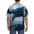 thumbnail image 3 of KLL Blue Thunder Storm Dragon Print Men's Shirt Short Sleeve Button Down Summer Cuba Beach Shirts- 4X-Large, 3 of 5