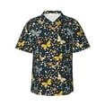 thumbnail image 2 of Picia Flowers Butterfly Gentle Cotton Regular Fit Short Sleeve Casual Hawaiian Shirt for Men-X-Large, 2 of 9