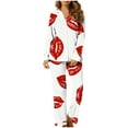 thumbnail image 4 of uublik Pajama Sets Adult Women Long Sleeve Button Down Sleepwear Nightwear Soft Pjs Lounge Sets Red, 4 of 6