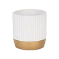 thumbnail image 2 of Aurone Round Ridged Ceramic Pot with Gold Finished Base - Large - White, 2 of 4