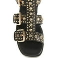 thumbnail image 4 of FSJ Women Platform Studded Mid Calf Gladiator Sandals Open Square Toe Buckle Block Heels Summer Dress Party Zipper Shoes Size 6 Black, 4 of 4