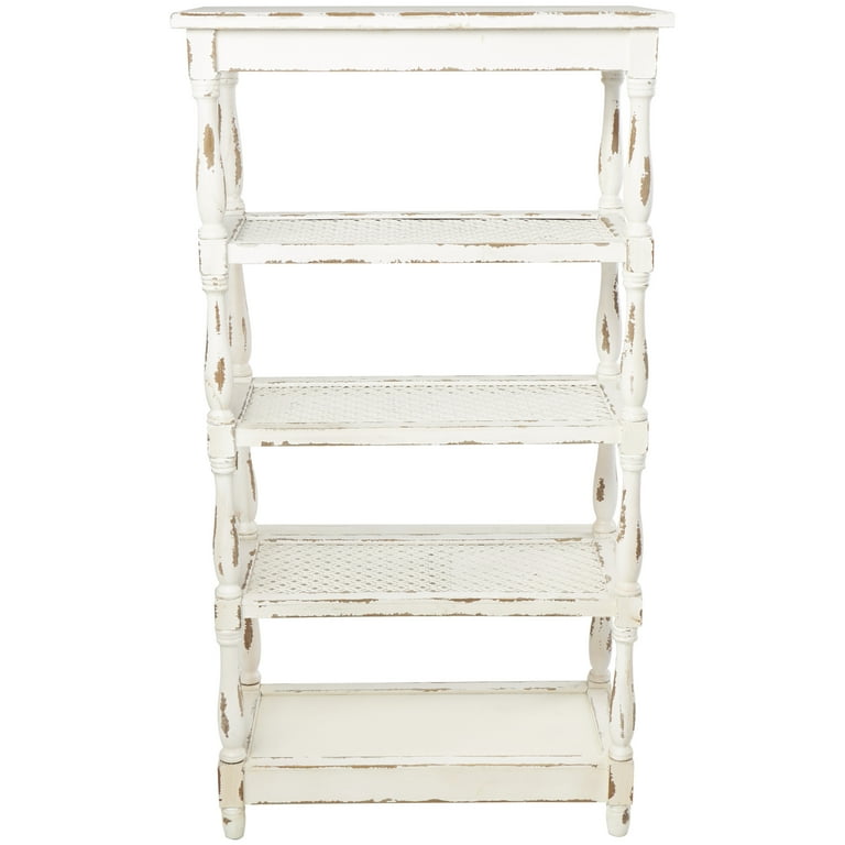 White/Natural 3-Tier Small Wood and Metal Shelf