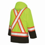 Mens Hi-Vis Safety Parka, 300D Poly Oxford with PU Coating, Green, 2XL S17621