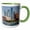 Green/White, variant on 3drose, Uae, Abu Dhabi. Skyline and Beach., 11oz Two-tone Green Mug