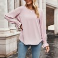 thumbnail image 6 of BLVB Tunic Tops for Women Crew Neck Long Sleeve Spring Fall Shirts Solid Casual Loose Fit Ladies Dressy Blouses, 6 of 8