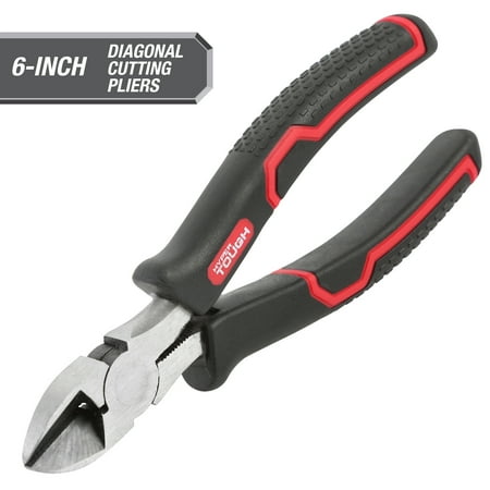 Hyper Tough 6-Inch Diagonal Cutting Pliers with Ergonomic Soft Grip Handles