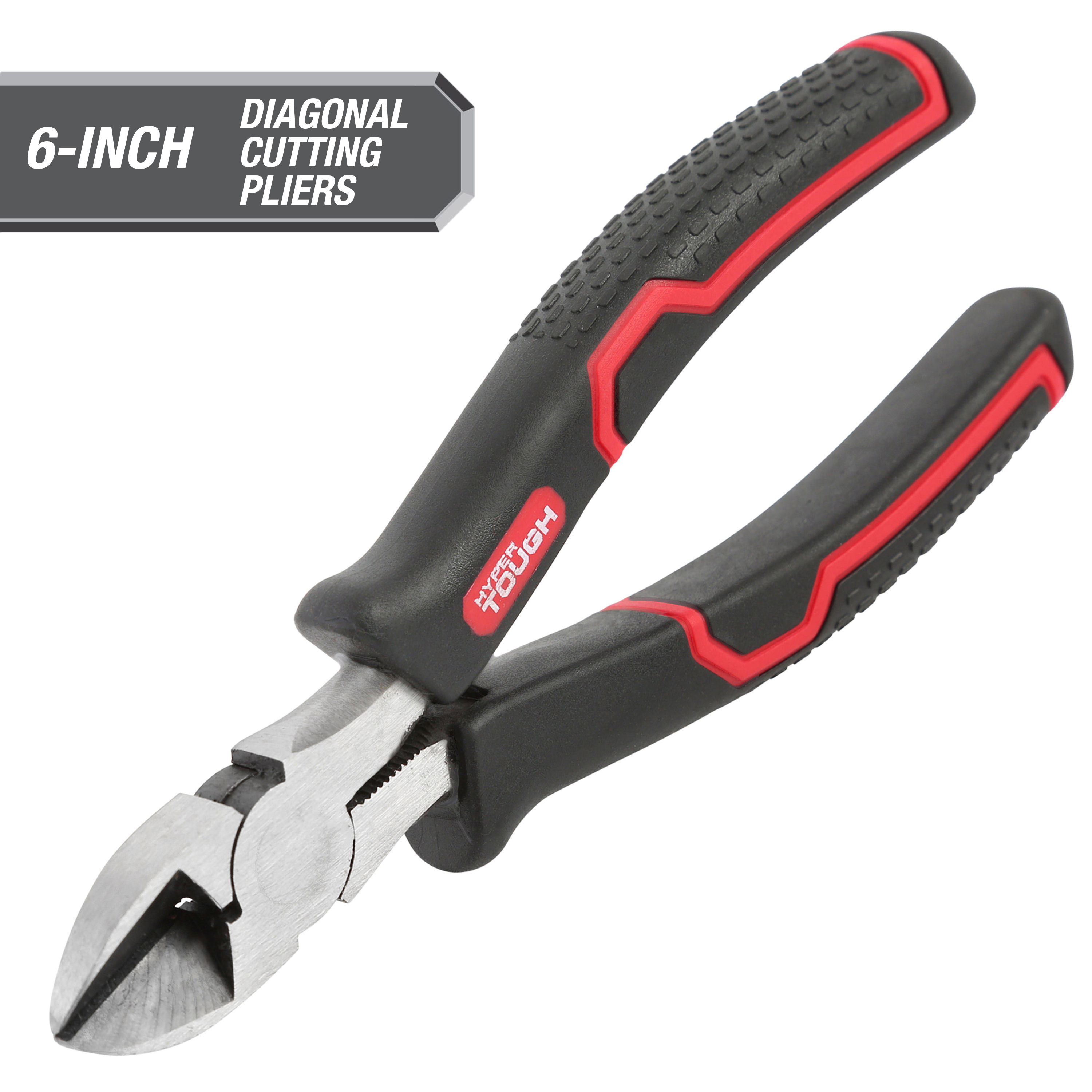 Hyper Tough 6-Inch Diagonal Cutting Pliers with Ergonomic Soft Grip Handles